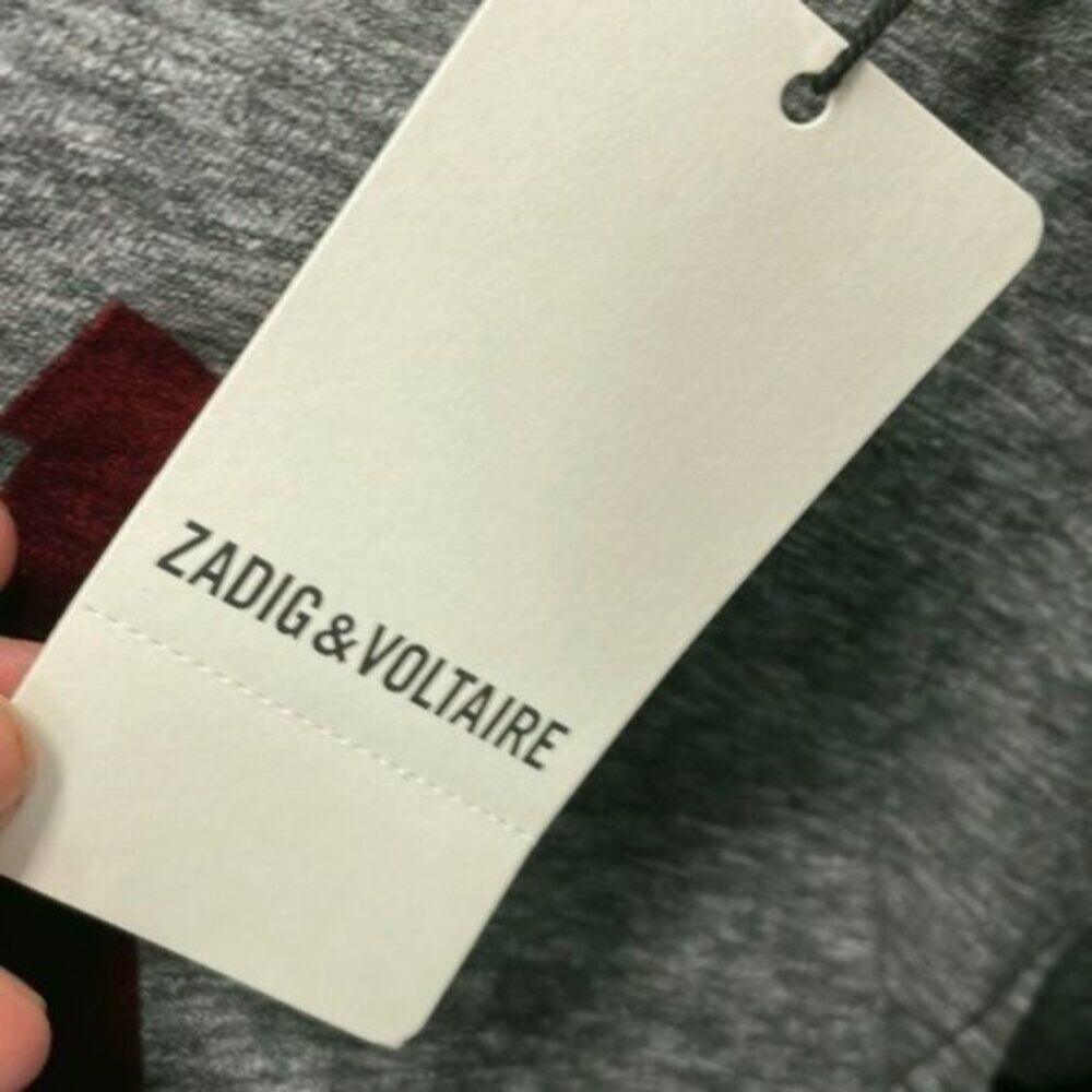 Zadig & Voltaire Flocked Rock Detail Tee Gray M - Picture 4 of 12